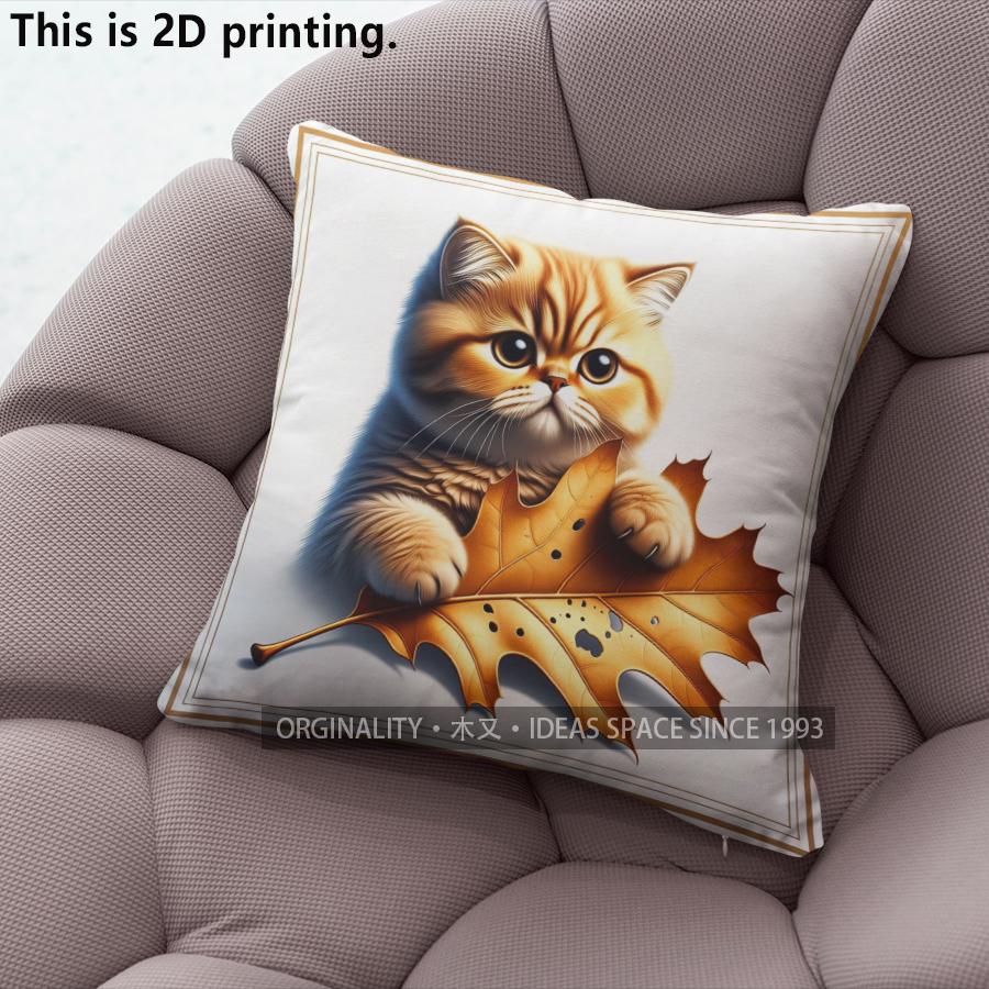 Autumn Fall Cute Cat Leaf Throw Pillow Covers Pattern Cushion Cover Suitable For Sofa Bedroom Car Pillow Cover