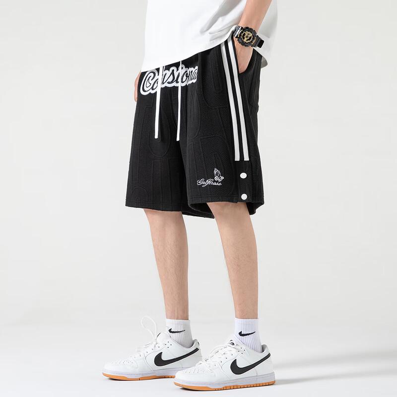 GOLFCROSS Unisex Embroidered Side Stripe Casual Shorts XL