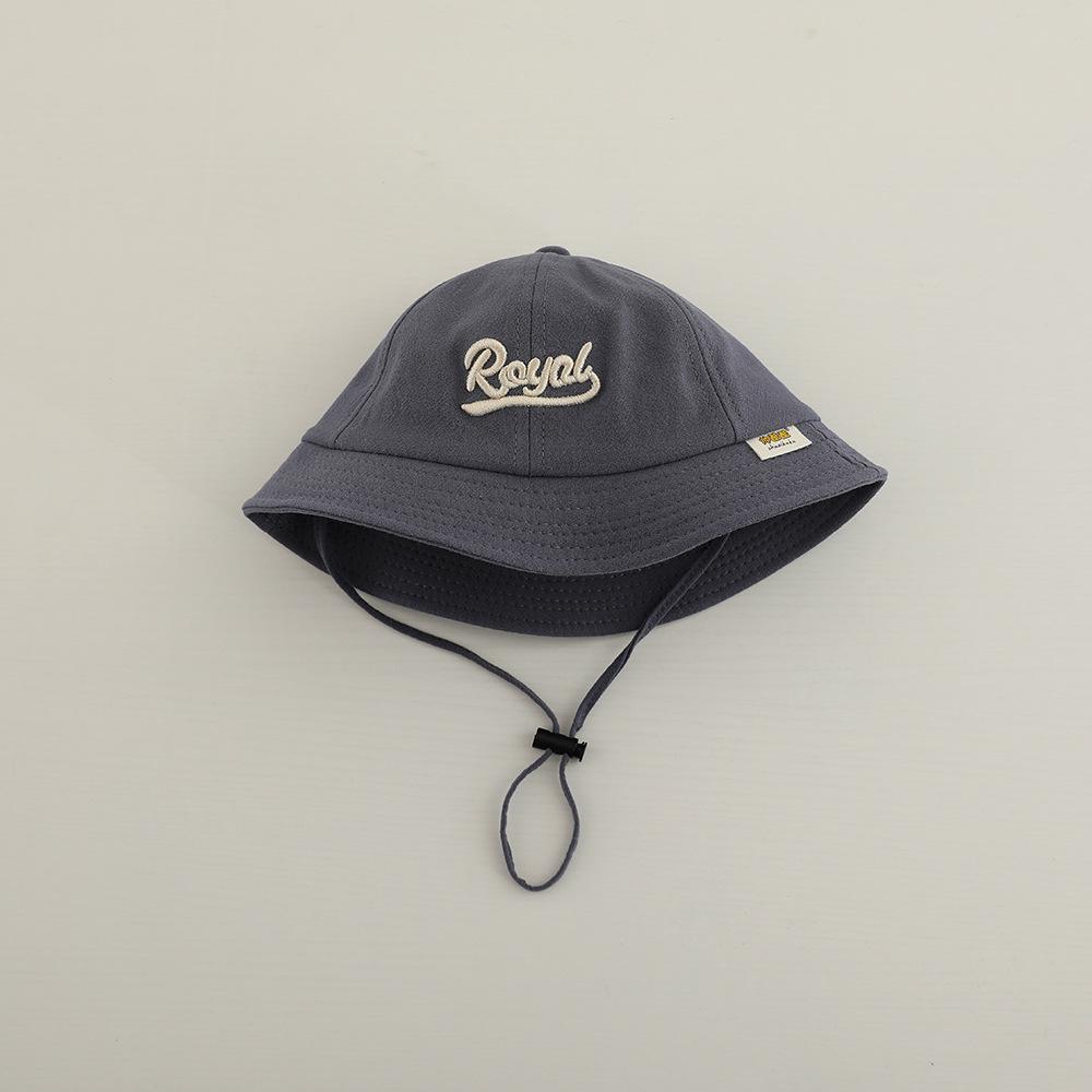 Kids Embroidered Letter Bucket Hat Wide Brim Sun Protection Cap With Windproof Strap For Spring Autumn Outdoor