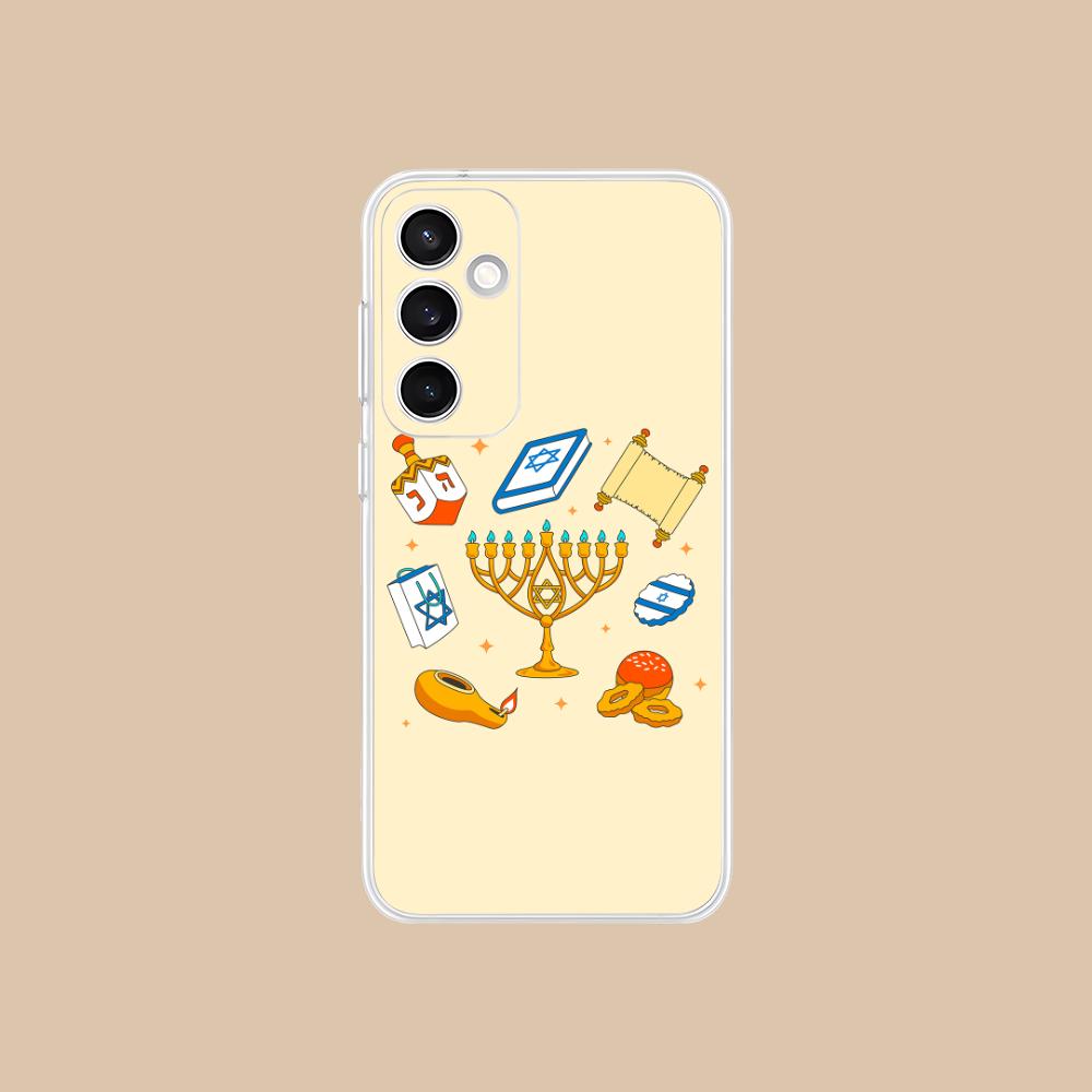 Jewish Hanukkah Mobile Phone Case for Samsung Galaxy S25 S24 S23 S22 S21Plus FE Ultra Clear Colorful Cover Smartphone Cover