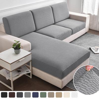 Dicker Jacquard Sofabezug Elastischer Wohnzimmer Sofabezug Staubdicht Abnehmbarer Sektionalsofa Kissen Überwurf Einfarbig