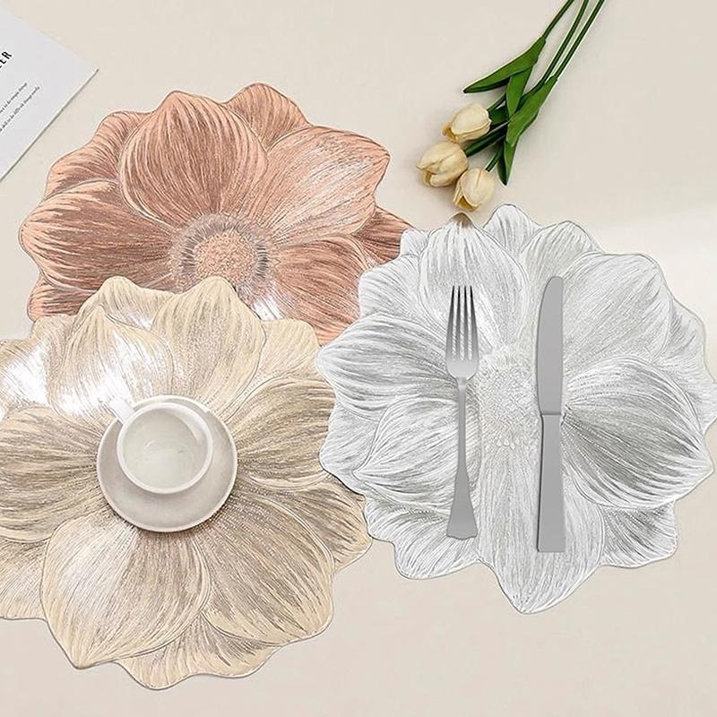 New Lotus-Shaped Heat-Resistant Placemat Decorative Washable Table Pad Coasters For Home Party Wedding Decoration