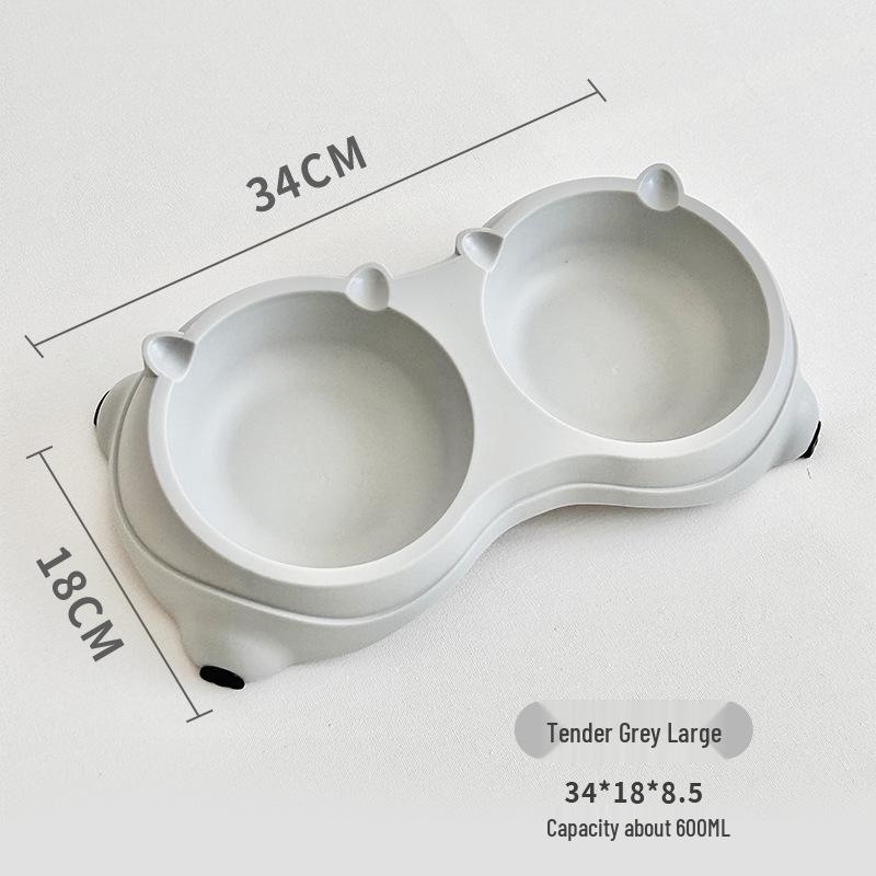 Nakloněná nerezová kočičí miska: Dvoumiskový design proti rozlití s ochranou krku pro krmení a pití