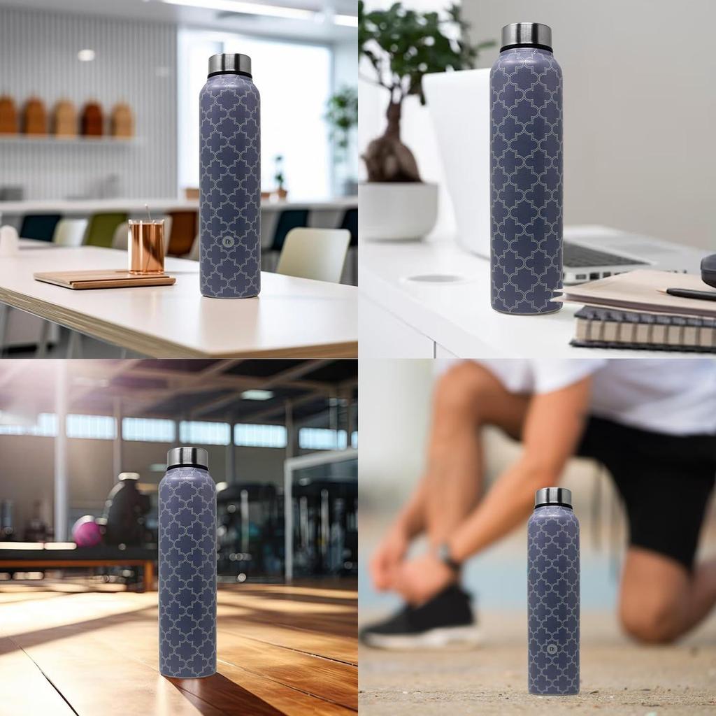 Stainless Steel Water Bottle 1 Litre Pack of 2 Leakproof Office Fridge Gym Dance Travel School Home Refrigerator