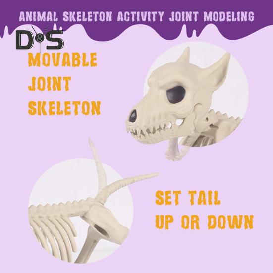 Halloween psí kostra Ornament Realistická plastová figurka zvířecích kostí pro halloweenskou vnitřní venkovní výzdobu party laskavosti