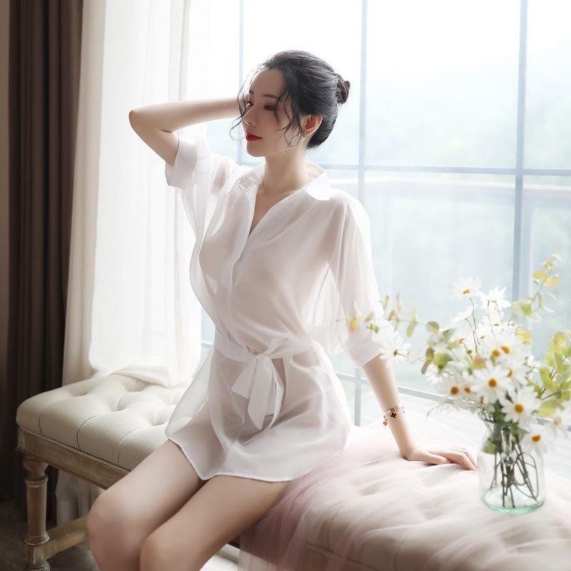 Desire Sheer Lingerie Shirt: Sexy, See-Through Nightgown with Temptation and Easy Removal