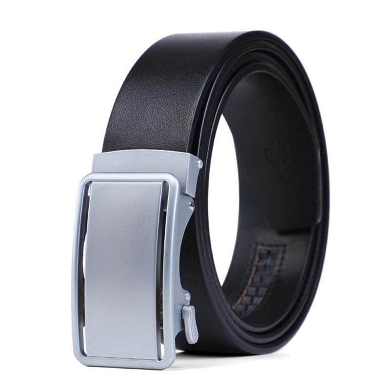 Men'S Business Belt Leather High-End Business Belt Simple Casual Versatile Automatic Buckle Belt