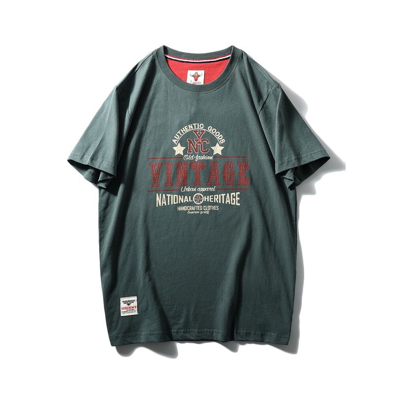 American Retro Niche Pure Cotton Trendy Brand Letter Print Short-Sleeve T-Shirt for Men, Summer Export Men's Clothing, All-Cotton Tee Shirt