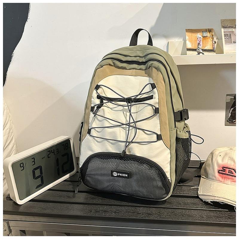 High Value Casual Retro Backpack Junior High School Students Contrasting Colors Lightweight Travel Backpack