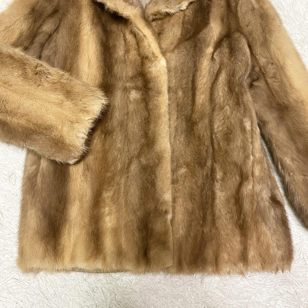 Total Length 74cm SAGA MINK Silver Saga Pastel Mink Real Fur Coat Jacket Long Brown Women's Size 13 Voluminous