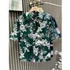 Men Clothing Summer Trendy Floral Print Hawaii Holiday Beach Shirt Casual Lapel Short Sleeve Pocket Loose Tops Camisa Masculina
