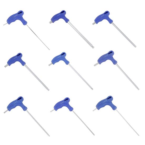 Small Space Operation Tool T-Handle Hex Wrench, Professional Ergonomic Grip Metric Extended Shaft Industrial Equipment Maintenance Wrench for
