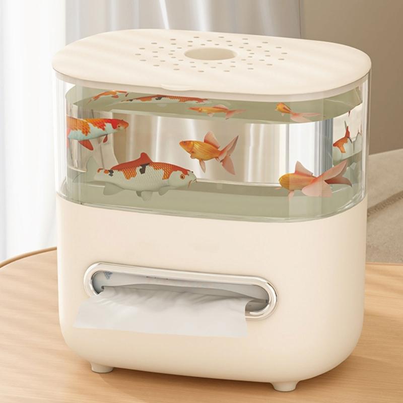 Dispensator de șervețele inovator în stil acvariu, cu capac detașabil pentru decorare cu plante sau pești, întreținere fără efort, accesoriu pentru decorarea casei și biroului
