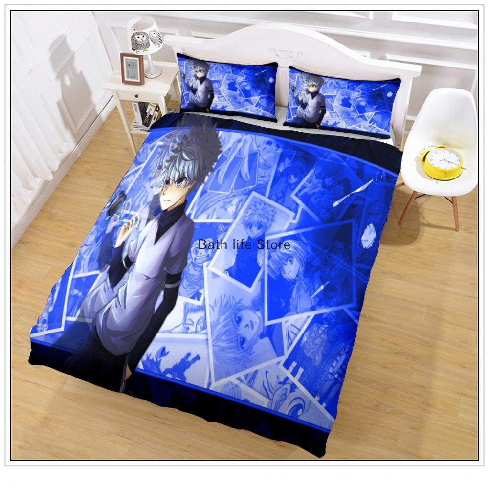 3D-Druck Anime Hunter X Hunter Bettwäsche-Set Hisoka Killua Zoldyck Charakter Cartoon Bettbezug-Set 2/3 Teile Geschenk für Kinder Jungen