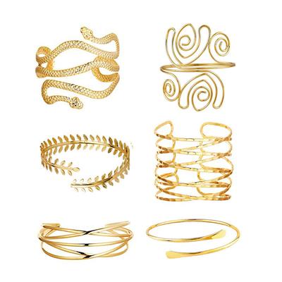 European and American Personality Exaggerated Metal Cross Hollow Bracelet Set, Snake Arm Ring Circle Street Auction Bracelet