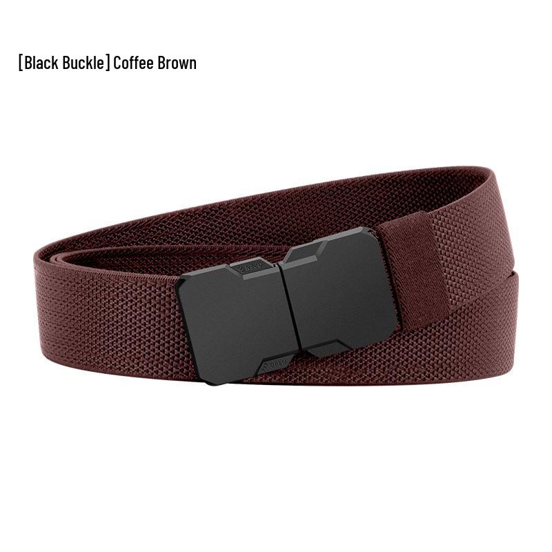New Men's Breathable Elastic Woven Belt with Alloy Buckle