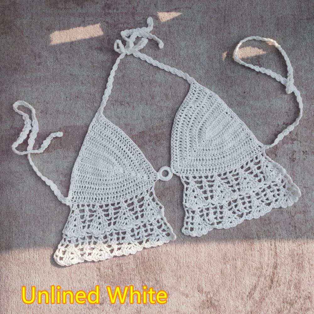 

Вязаный крючком топ-бикини ручной работы для фестиваля M белый