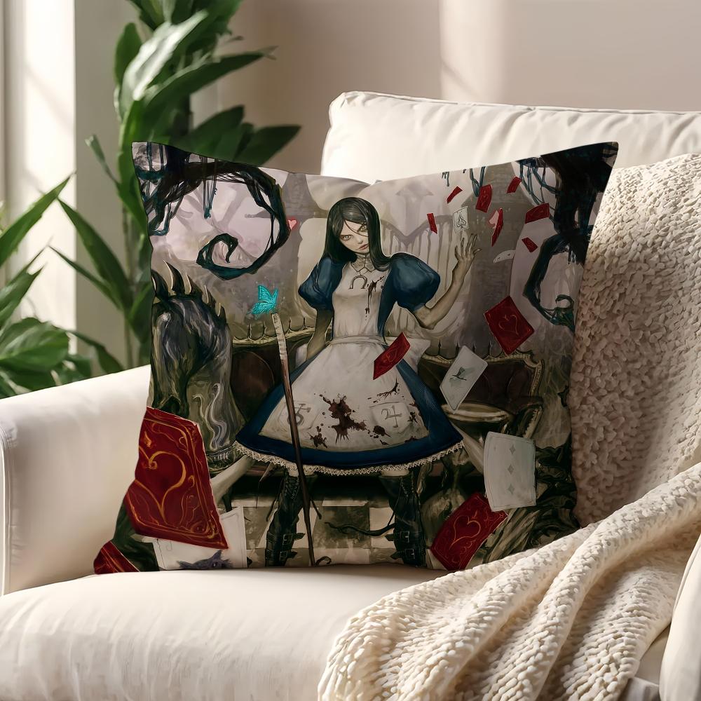 Movie A-Alice Madness Returns Cushion Cover Pillow Case Pillowcase Soft Skin Friendly & Comfortable with a Hidden Zipper