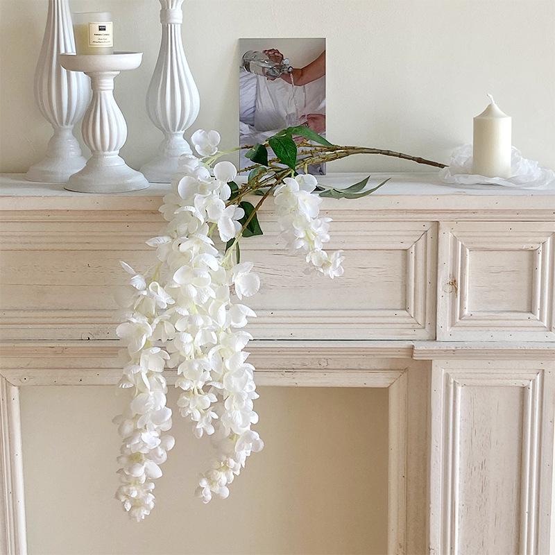 Realistic Ailanthus Wisteria Vine Artificial Flower for Wedding Ceiling Decoration белый