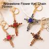 Rhinestone Rose Keychain Retro Keychain, Golden Plated Alloy Key Ring for Holder Men Women, Pendant Handbags Backpacks Decoration Women Handbag Charm