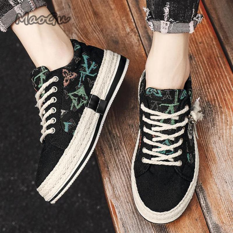 Fashion Comfortable Men's Woven Shoes Canvas Casual Loafers Slip On Tassel Decor Men Soft Sole Outwear Versatile Walking Sneakers 39-44