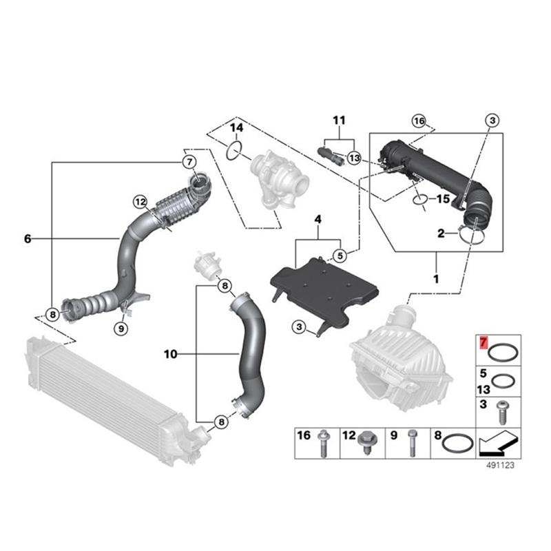 A03Z-Turbine Air Hose O Ring Seal 11618506782 11617801968 For BMW 2 7 8 Series F44 G11 G16 X1 F48