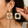 European and American women's earrings, geometric pearl square design high-end stud earrings, versatile niche earrings