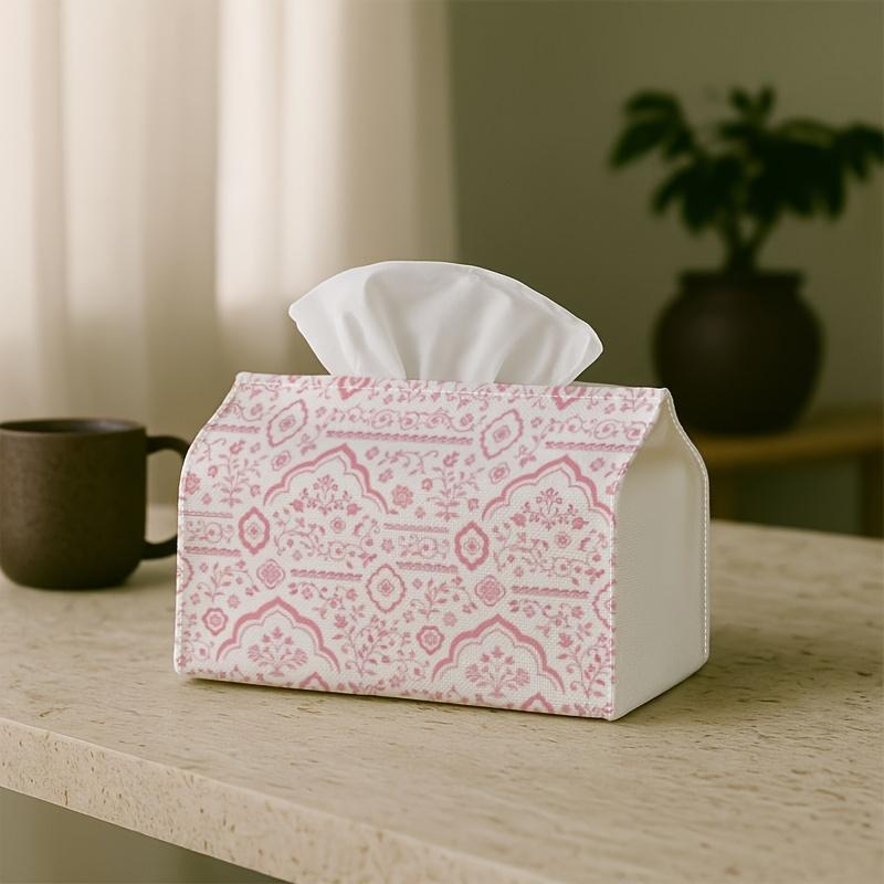 1pc Retro Floral Ramadan Tissue Holder | Pink Design for Home, Parties, Car, Kitchen & Bathroom - Everyday Tissue Holder, Perfect for Party Supplies A