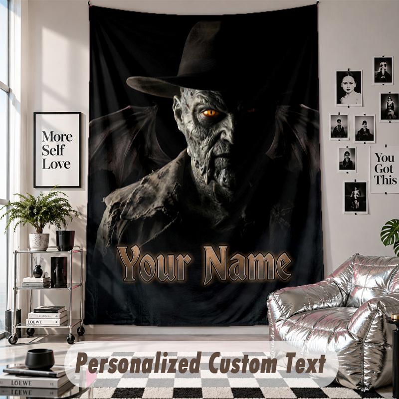 Custom Tapestry Wall Hanging, Jeepers Creepers The Creeper Personalized Name Text Home Wall Decor