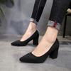 Autumn Shoes Woman Pumps Low Thick Heels Comfortable Women Work Shoes Flock Round Toe Casual Ladies Shoe Sapato Feminino WSH3183