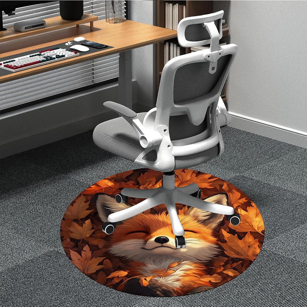 

1pc Autumn Fox Chair Carpet for Office, Soft, Non-Slip Polyester Mat, Office, Living Room, Bedroom, Durable Polyester yy251207125 80cm by 80cm