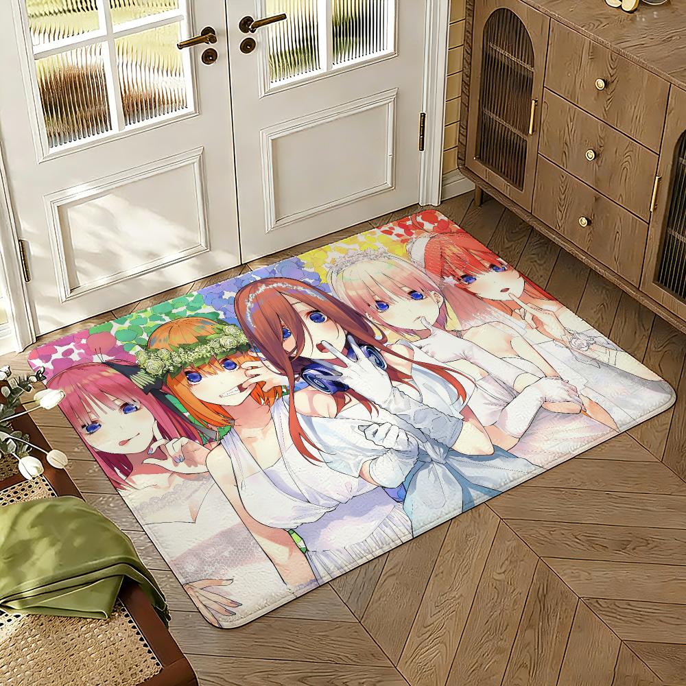 Anime Miku Nakano Floor Mat Soft Thickened Absorbent Non-Slip Bedroom Living Room Door Mat Home Decor Flannel Rugs