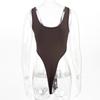 GMXIA Summer Sleeveless Women's Sexy Slim-fit Cotton Pit Strip U-neck Vest High Slit Bodysuit