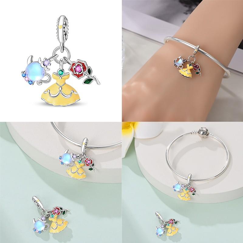 New 925 Silver Pumpkin Car Princess & Cactus Charms Fit 925 Bracelet Jewelry Making For Women Gift