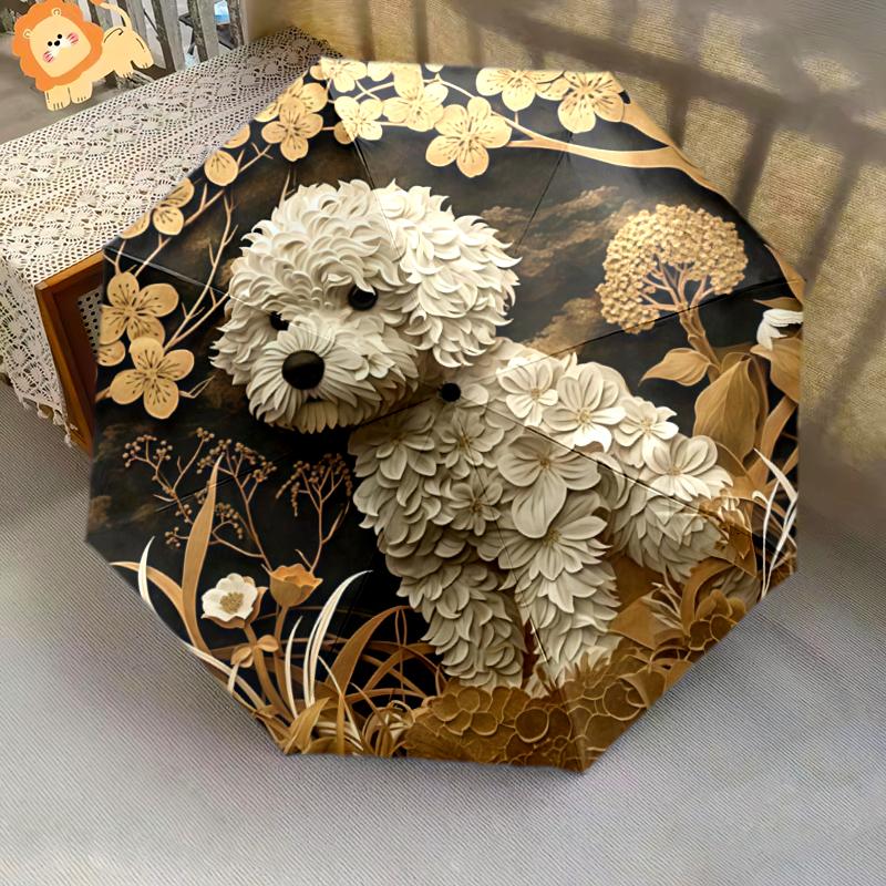 1PC Cute Dog Pet Puppy Umbrella Portable Folding Umbrella Iron Frame Hole Bone Structure Outdoor Home Umbrella A11