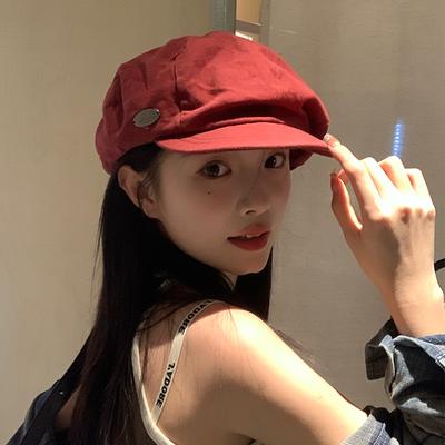 Jednoduchá osmihranná čepice ve stylu japonských mraků s velkým obvodem hlavy a univerzálním pro obličej, prodyšná kšiltovka Newsboy pro ženy