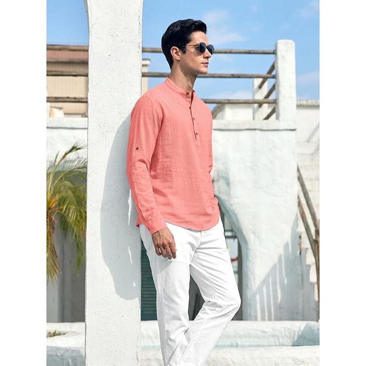 Men's Cotton Blend Full Sleeve Kurta Shirts Pack of 1 Designed for Festive Moments, Cultural Functions, or Casual Gatherings