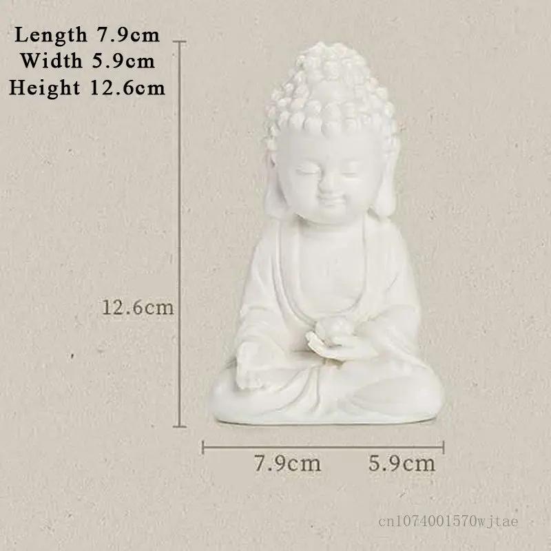 Ceramic Crafts Small Figurine For Home Living Room, White Porcelain Guanyin Tathagata Ksitigarbha Bodhisattva Buddha Statue, 1pc