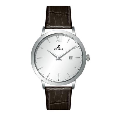 Profile Leather Strap Silver Dial Quartz 50214STN127 Mens Watch