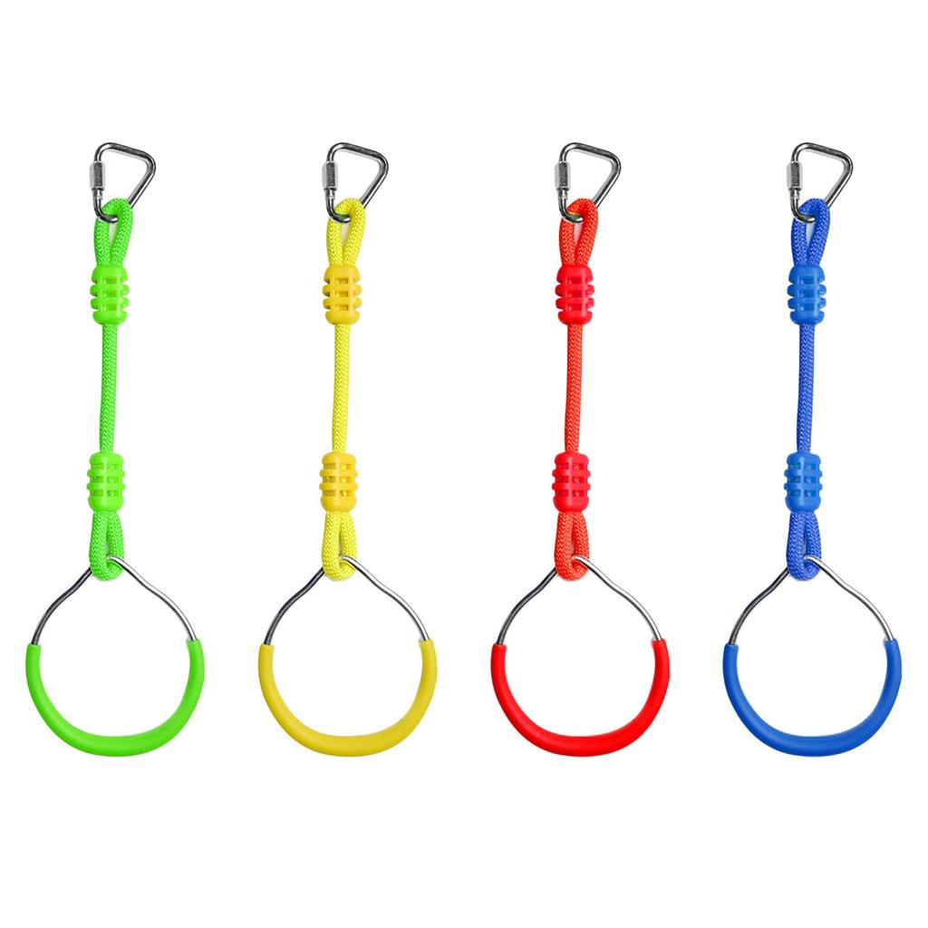 Swing Gymnastic Rings Colorful Backyard Outdoor Obstacle Ring for Kids