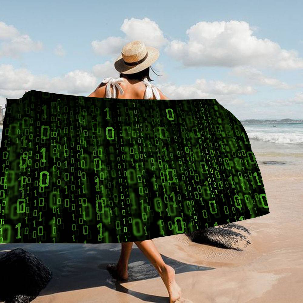 Binary Code The Matrix Program Chart Game Film Beach Towel Bath Towels For Microfiber Quick Dry Custom Sand Free Beach Yoga Spa