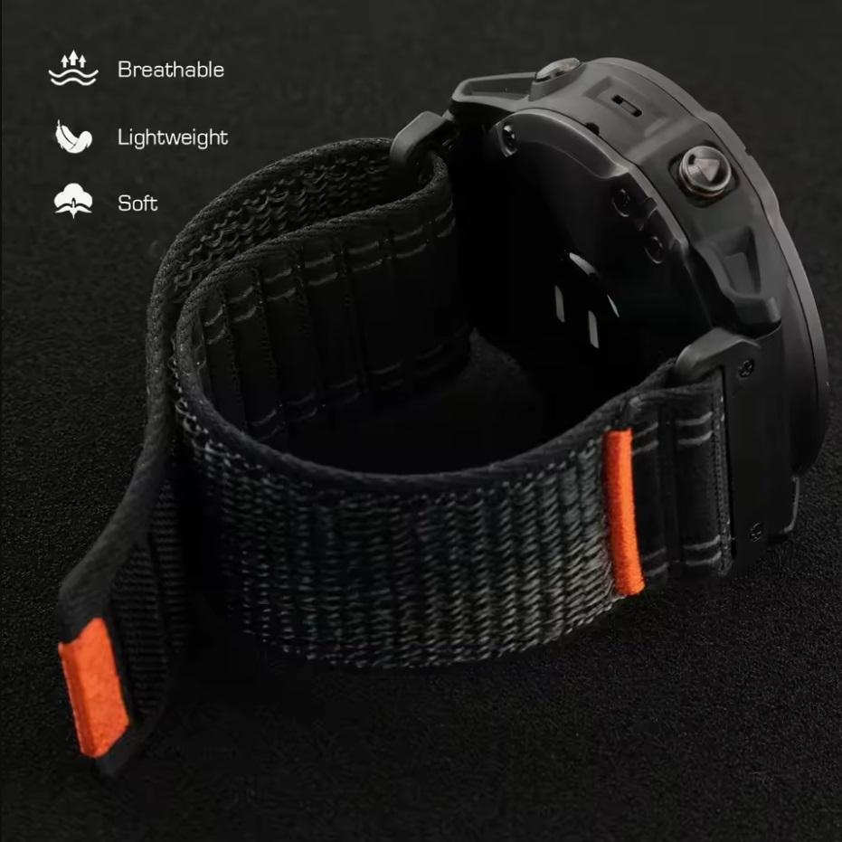 2pcs 26/22mm Nylon Loop Strap for Garmin Descent Mk3i Watch Band Forerunner 970 965/Fenix 8 E 7X 6X/Enduro 3 Quickfit Wristband
