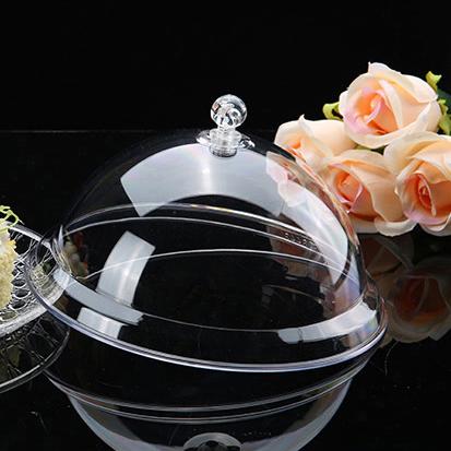 Transparent Plastic Food Tasting Plate with Lid round Cake Serving Tray Bread Cover Fruit Display Plate European Sle Pure C...