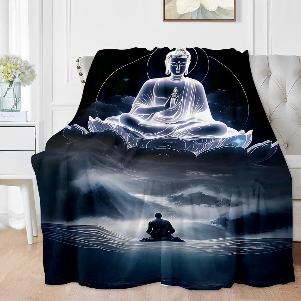 Yoga Buddha Meditation Cozy Art Blanket - Soft Warm Decorative Throw for Couch, Bed & Nap Time