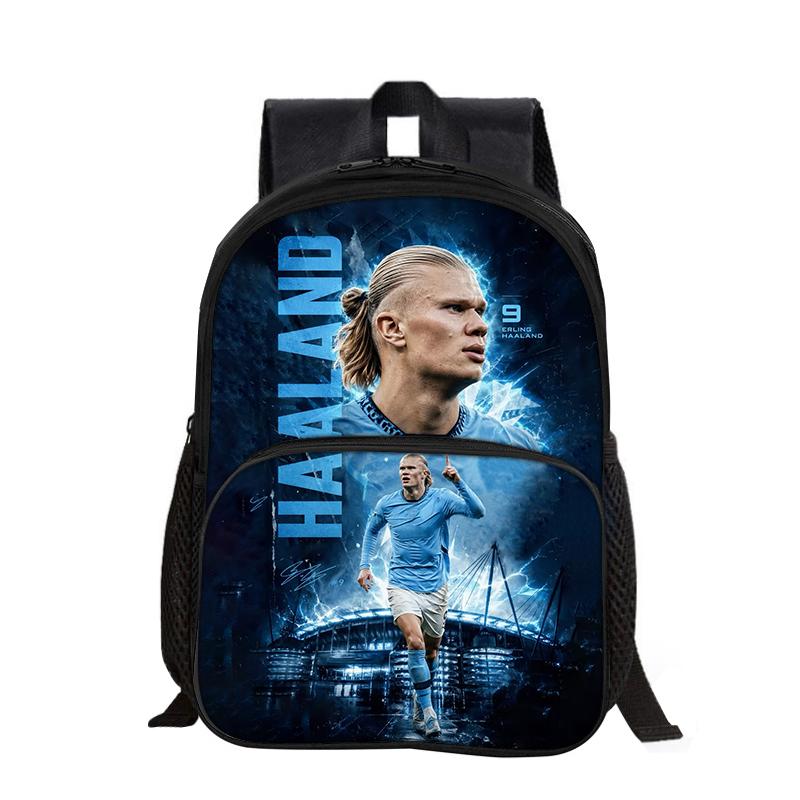 Zaino con Tasca Frontale Haaland Studenti Bambini Stella del Calcio Borsa da Scuola Calcio Sportivo Zaino da Viaggio Grande Capacità