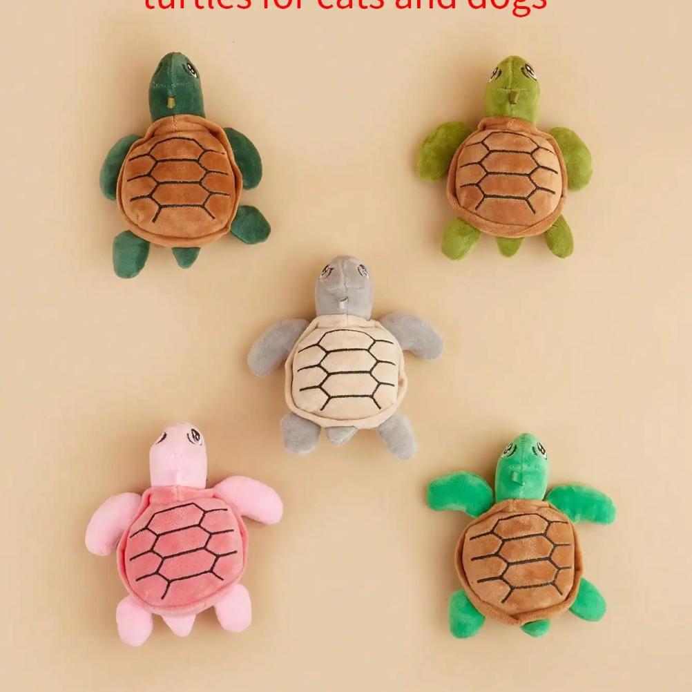 1 buc. Design aleatoriu cu broasca țestoasă de culoare pentru animale de companie care slefuie dinți jucărie scârțâitoare de plus, jucărie durabilă de mestecat pentru aprovizionare interactivă pentru câini