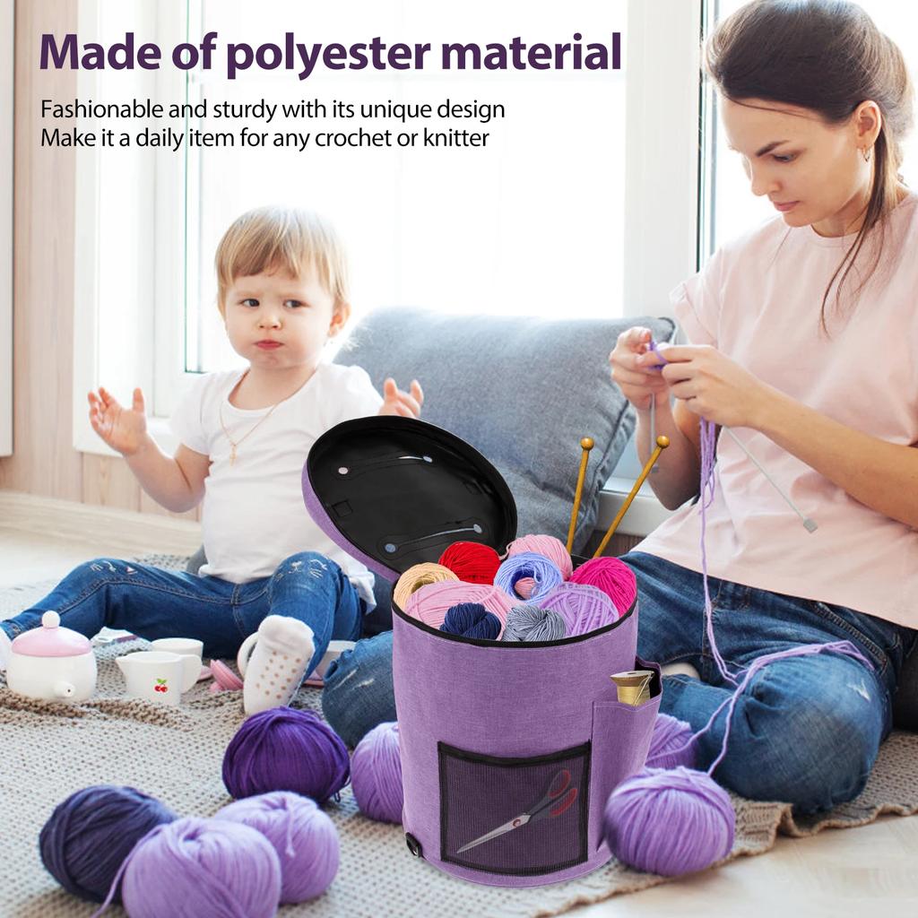New Foldable Yarn Storage Bag Portable Crochet Bags with Shoulder Strap Crochet Tote with Handle for Knitting Supplies Crafting