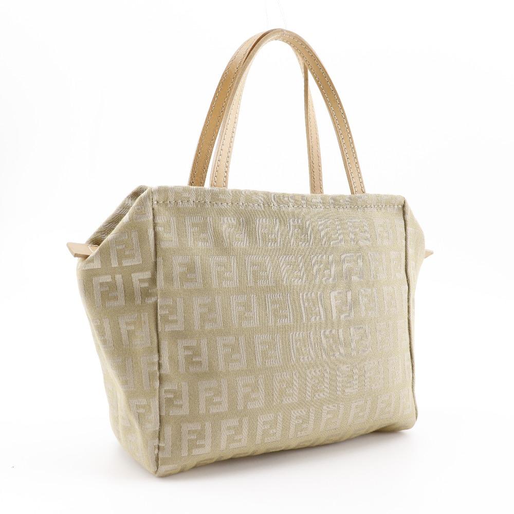 Fendi Zucca Handbag Beige Canvas Women Used