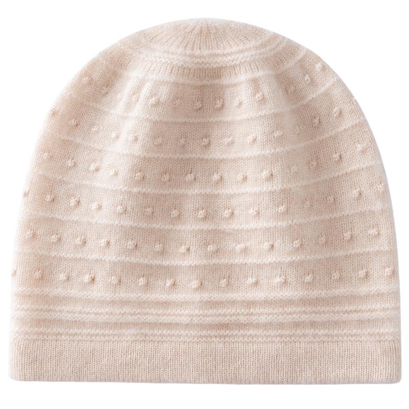 Knitted Cashmere Hat Women's Autumn and Winter Thickened Stacking Hat Cold Hat Outdoor Cold-proof Warm Bald Hat Confinement Hat