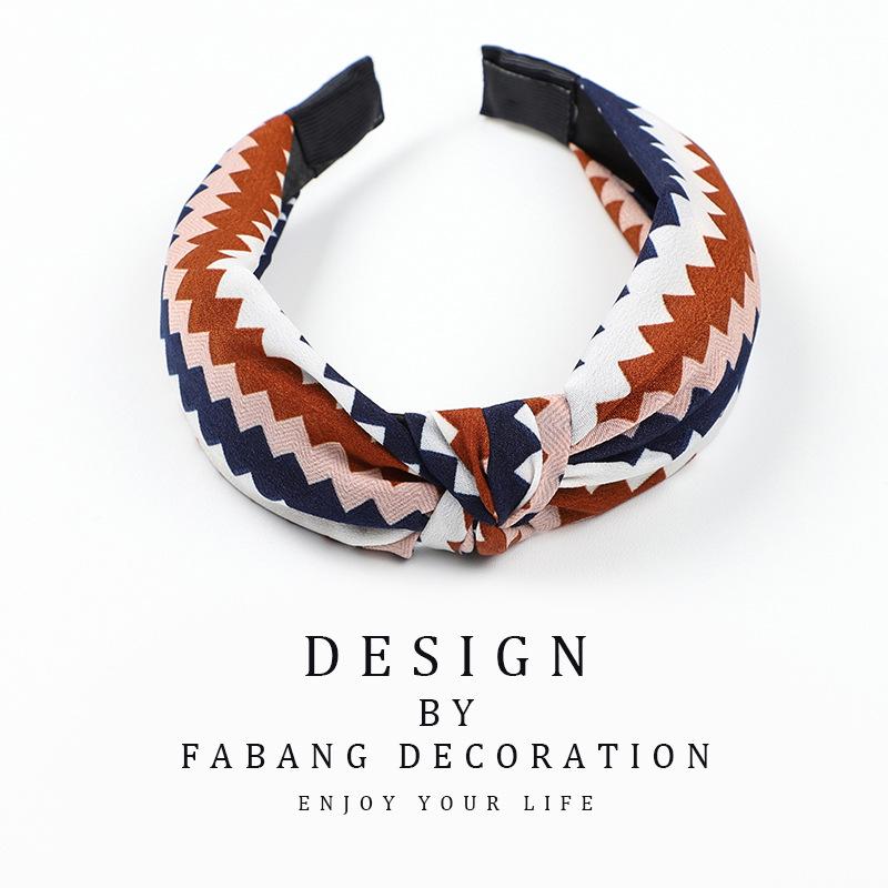 Korean Style Women's Striped Criss-Cross Bow Headband for Yoga & Face Washing
